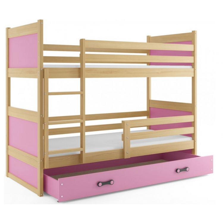 Poschodová posteľ Rico prírodno-ružová 160cm x 80cm